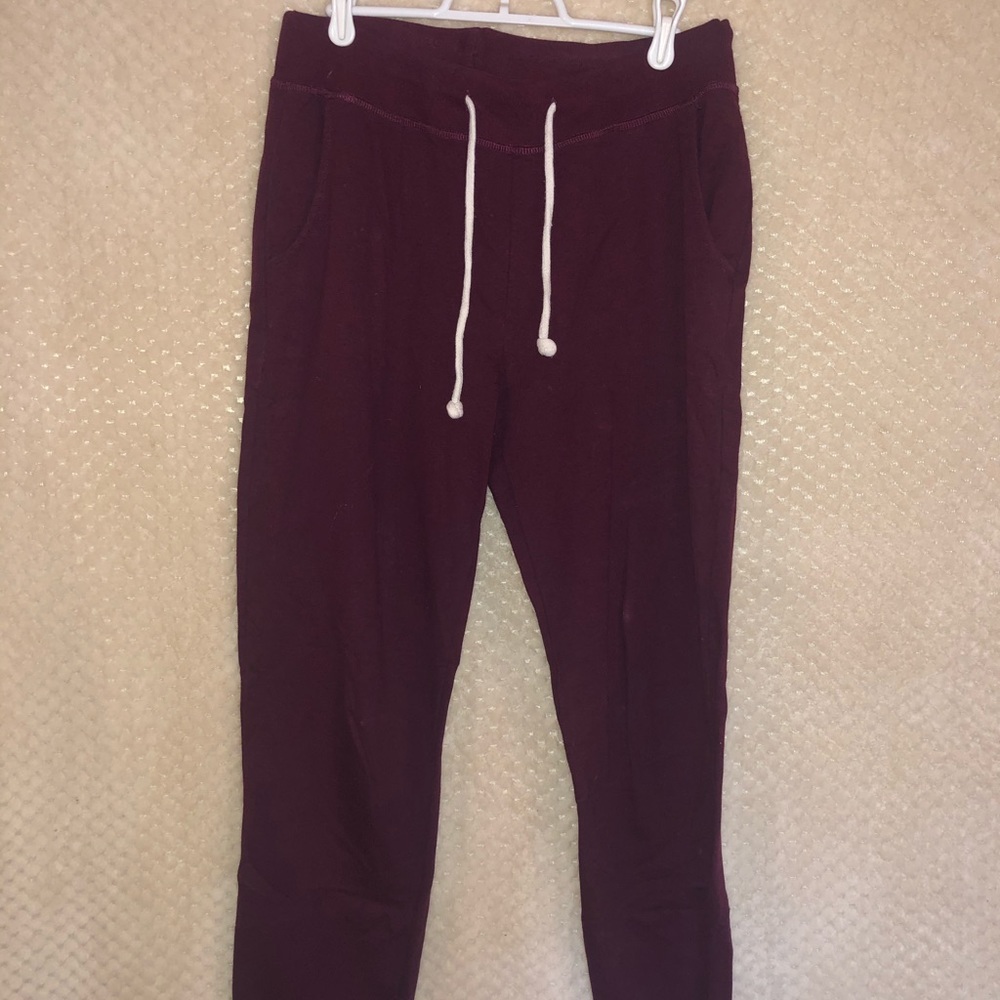 Maroon tie joggers